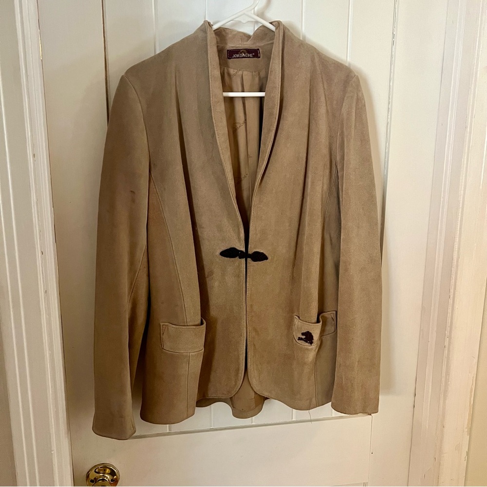 Jordache Beige Suede Blazer Large